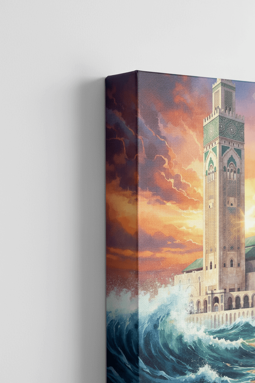 Tableau de Mosquée Hassan II – Art Mural Marocain Inspiré de Casablanca - Image 3