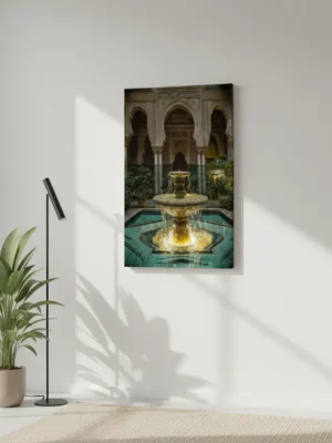 Tableau de Fontaine dans un Riad Marocain – Art Mural Traditionnel et Élégant