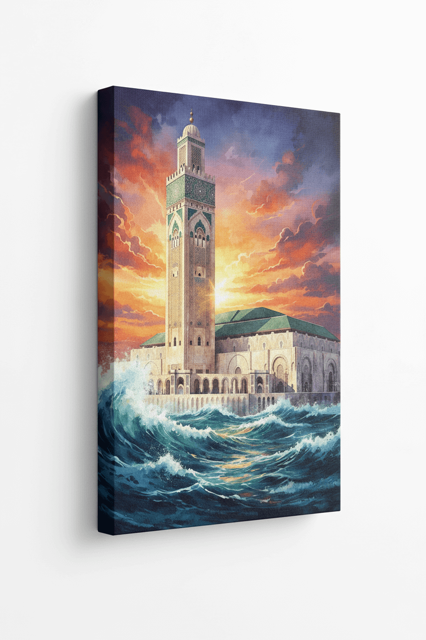 Tableau de Mosquée Hassan II – Art Mural Marocain Inspiré de Casablanca - Image 2