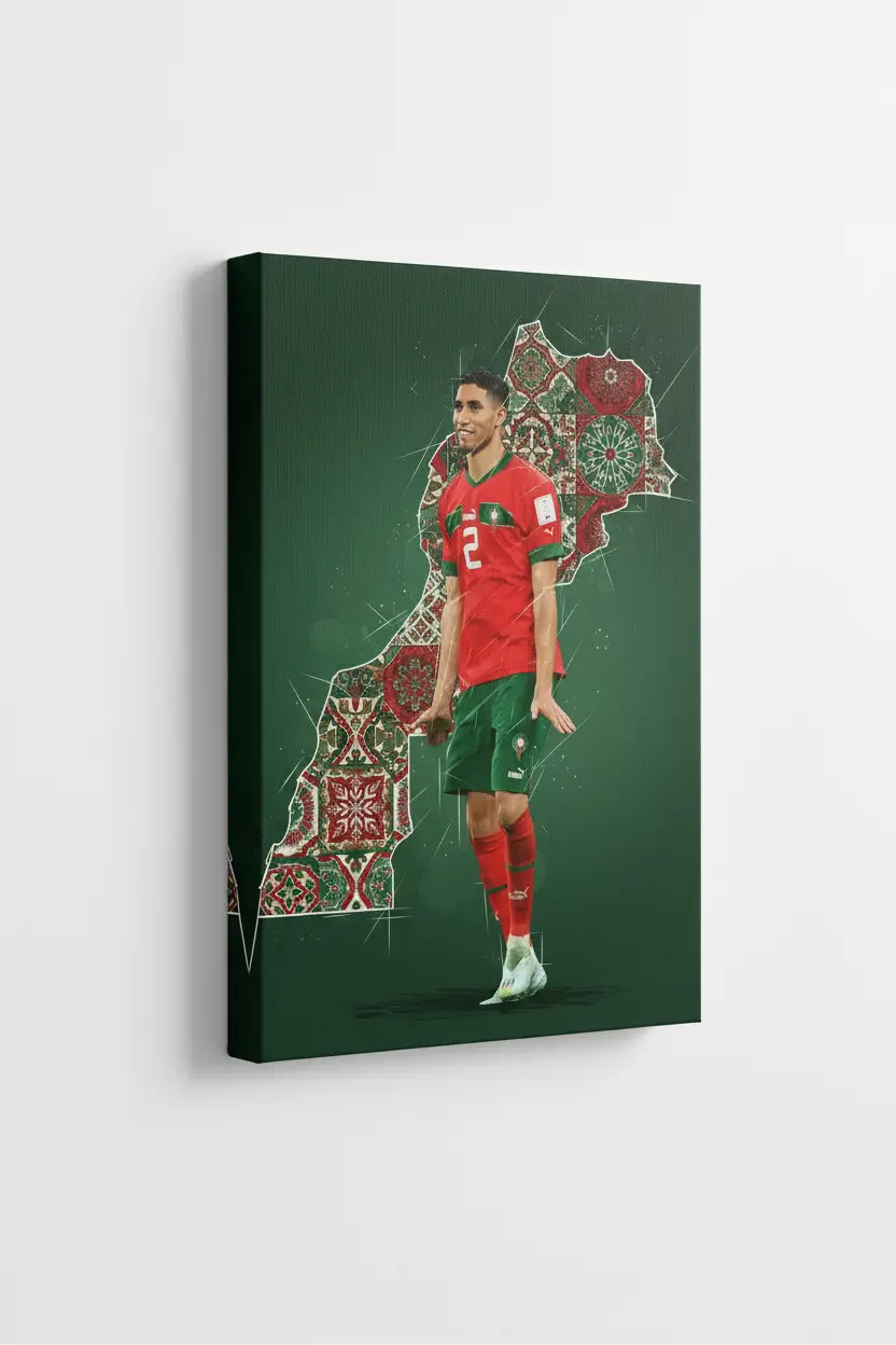 Tableau Décoratif Achraf Hakimi – Fierté Marocaine & Art du Football - Image 3