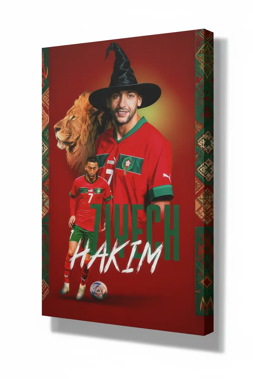 Tableau du Magicien Ziyech – Art Mural Marocain Inspiré du Football - Image 2