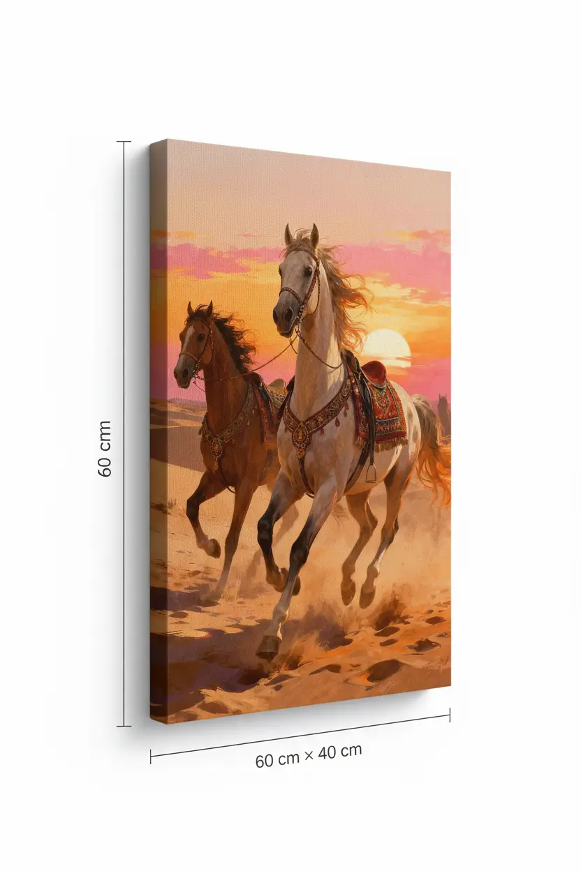 Tableau de Chevaux Marocains – Art Mural Élégant et Symbolique du Maroc - Image 2