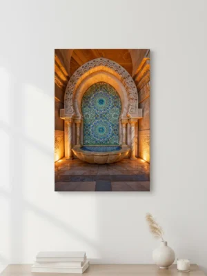 Tableau Décoratif Fontaine Marocaine – Art du Zellige et Architecture Traditionnelle