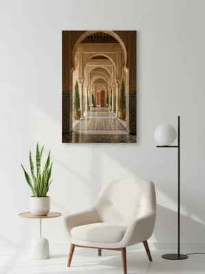 Tableau d’Architecture Marocaine – Art Mural Inspiré des Riads Traditionnels