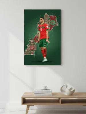 Tableau Décoratif Achraf Hakimi – Fierté Marocaine & Art du Football