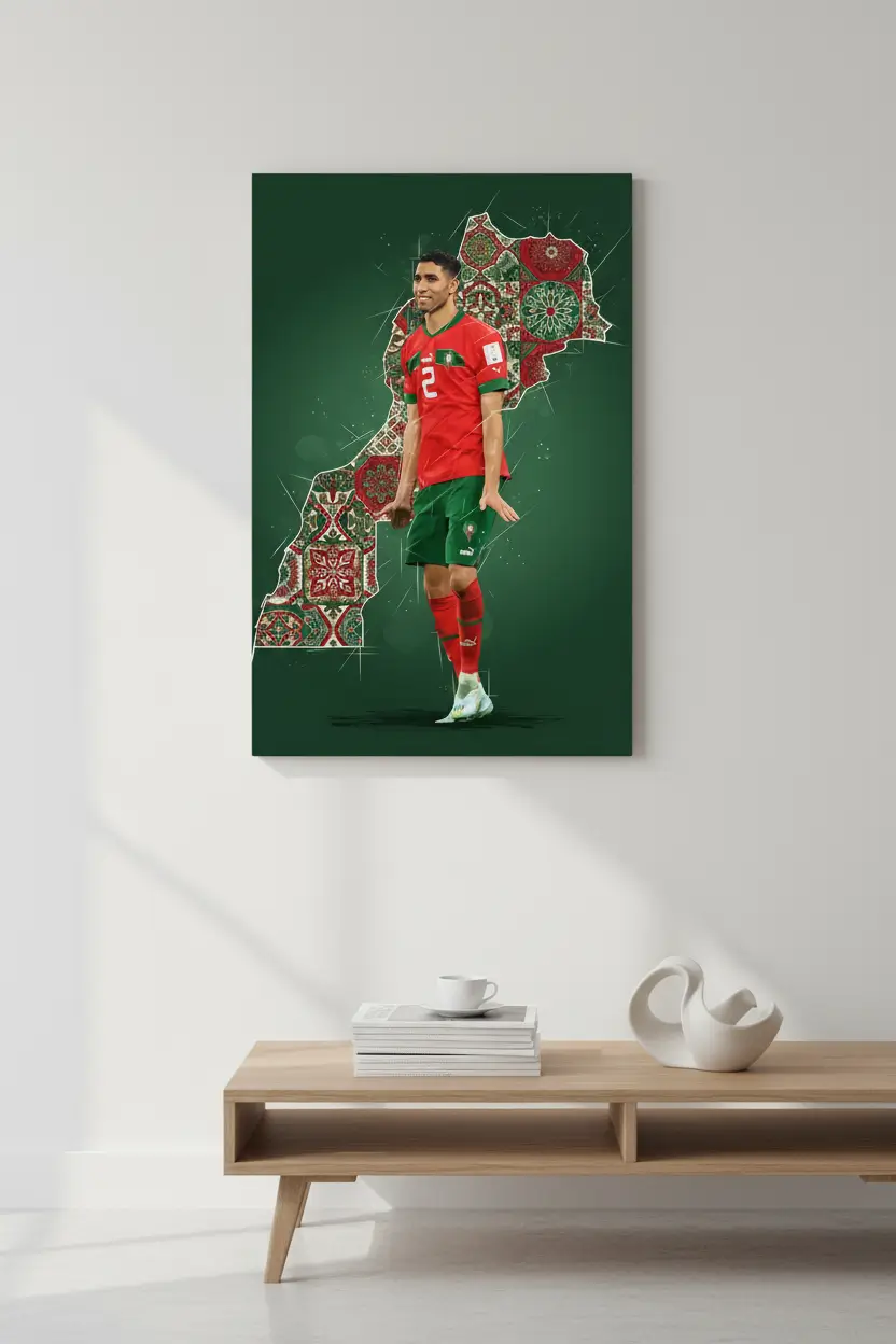Tableau Décoratif Achraf Hakimi – Fierté Marocaine & Art du Football