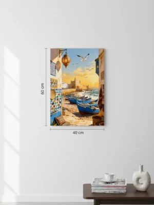 Tableau de Port Marocain – Art Mural Inspiré des Paysages Côtiers du Maroc