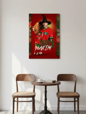 Tableau du Magicien Ziyech – Art Mural Marocain Inspiré du Football