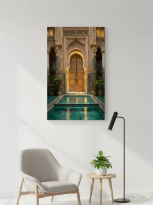 Tableau de Riad Marocain – Art Mural Inspiré de l’Architecture Traditionnelle