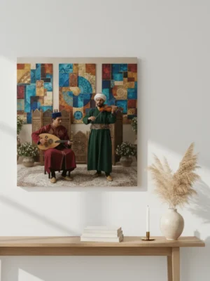 Tableau Musique Andalouse – Art Mural Marocain Inspiré de la Culture Arabo-Andalouse