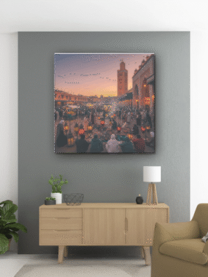 Tableau de Jamaa El Fna – Art Mural Marocain Inspiré de Marrakech